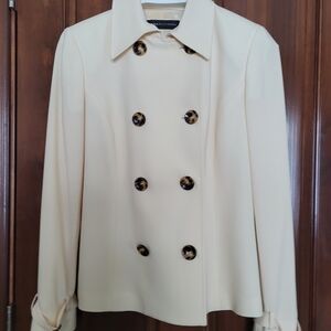Dana Buchman Cream Double-Breasted Pea Coat